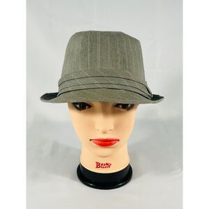 Women's Gray White Stripe Fedora Hat